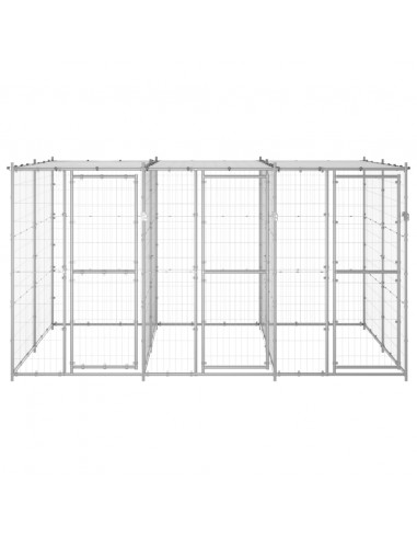 Gabbia per Cani da Esterno in Acciaio Zincato con Tetto 7,26 m²