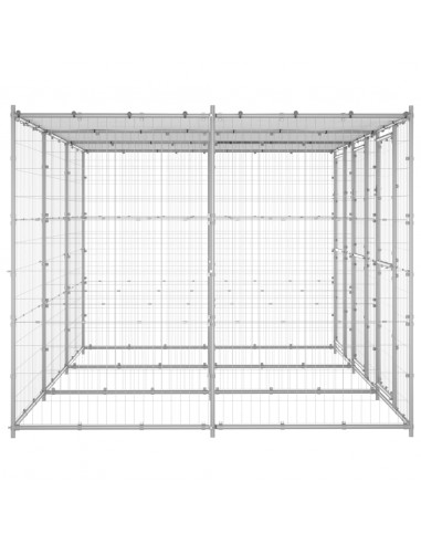 Gabbia per Cani da Esterno in Acciaio Zincato con Tetto 7,26 m²