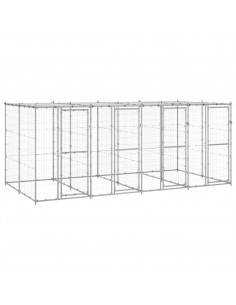 Gabbia per Cani da Esterno in Acciaio Zincato con Tetto 9,68m² 2