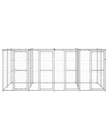 Gabbia per Cani da Esterno in Acciaio Zincato con Tetto 9,68m²