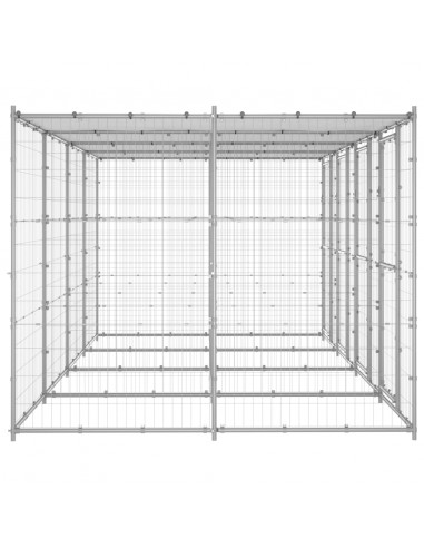 Gabbia per Cani da Esterno in Acciaio Zincato con Tetto 9,68m²
