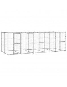 Gabbia per Cani da Esterno in Acciaio Zincato con Tetto 12,1 m² 2