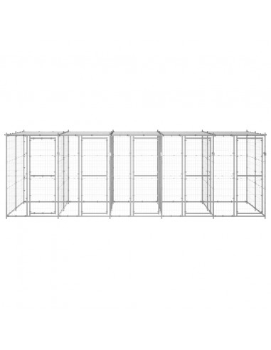 Gabbia per Cani da Esterno in Acciaio Zincato con Tetto 12,1 m²