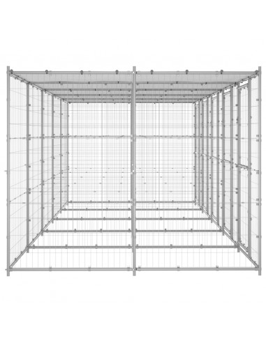 Gabbia per Cani da Esterno in Acciaio Zincato con Tetto 12,1 m²