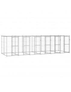 Gabbia per Cani da Esterno in Acciaio Zincato con Tetto 14,52m² 2