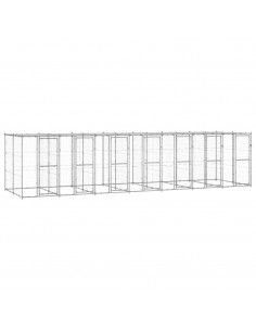 Gabbia per Cani da Esterno in Acciaio Zincato con Tetto 16,94m² 2