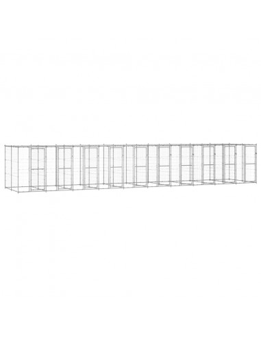 Gabbia per Cani da Esterno in Acciaio Zincato con Tetto 24,2m²