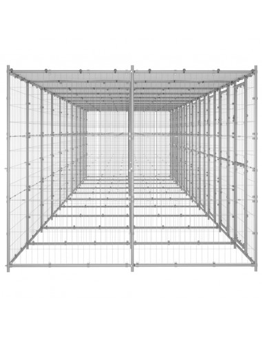 Gabbia per Cani da Esterno in Acciaio Zincato con Tetto 24,2m²