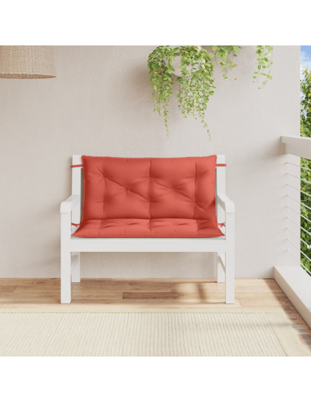 Cuscini Panca Giardino 2pz Rosso Mélange 100x50x7cm Tessuto