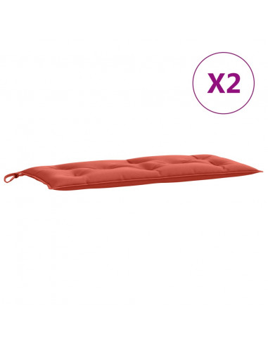 Cuscini Panca Giardino 2pz Rosso Mélange 100x50x7cm Tessuto