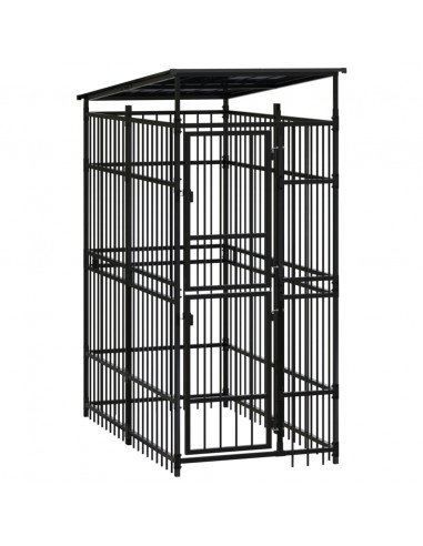 Gabbia per Cani da Esterno con Tetto in Acciaio 1,84 m²