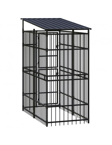 Gabbia per Cani da Esterno con Tetto in Acciaio 1,84 m²