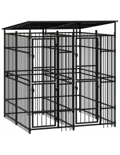 Gabbia per Cani da Esterno con Tetto in Acciaio 3,69 m² 2