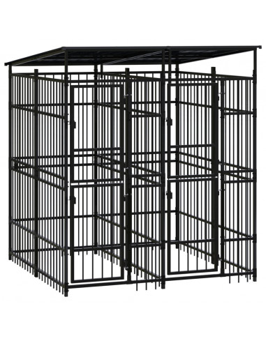 Gabbia per Cani da Esterno con Tetto in Acciaio 3,69 m²