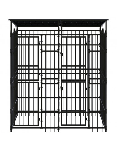 Gabbia per Cani da Esterno con Tetto in Acciaio 3,69 m²