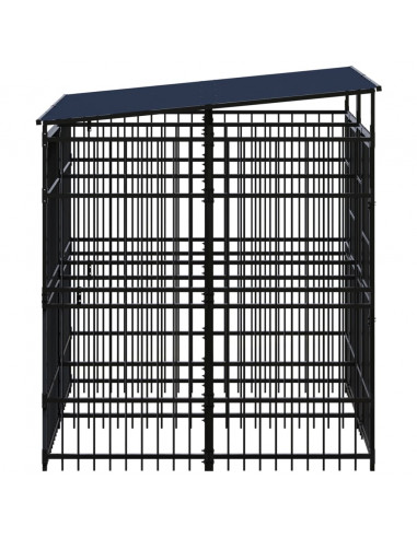 Gabbia per Cani da Esterno con Tetto in Acciaio 3,69 m²