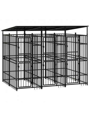 Gabbia per Cani da Esterno con Tetto in Acciaio 5,53 m²
