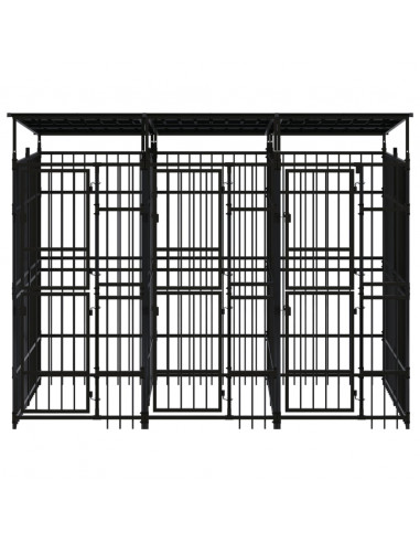 Gabbia per Cani da Esterno con Tetto in Acciaio 5,53 m²