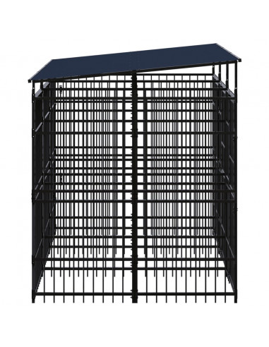 Gabbia per Cani da Esterno con Tetto in Acciaio 5,53 m²