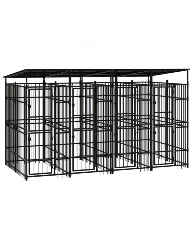 Gabbia per Cani da Esterno con Tetto in Acciaio 7,37 m²