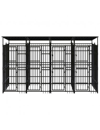 Gabbia per Cani da Esterno con Tetto in Acciaio 7,37 m²