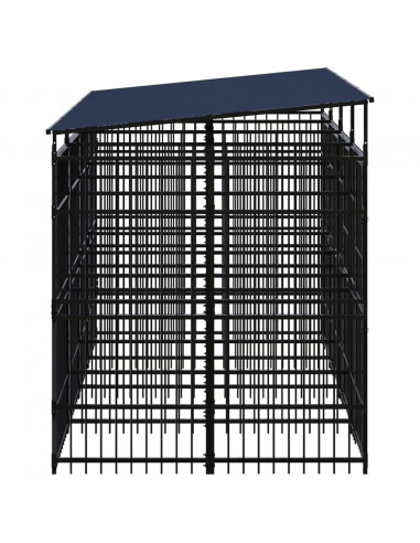 Gabbia per Cani da Esterno con Tetto in Acciaio 7,37 m²