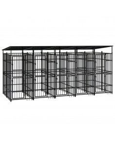 Gabbia per Cani da Esterno con Tetto in Acciaio 9,22 m² 2