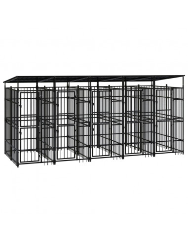 Gabbia per Cani da Esterno con Tetto in Acciaio 9,22 m²