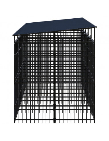 Gabbia per Cani da Esterno con Tetto in Acciaio 9,22 m²