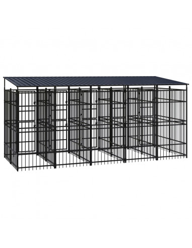 Gabbia per Cani da Esterno con Tetto in Acciaio 9,22 m²