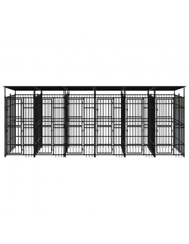 Gabbia per Cani da Esterno con Tetto in Acciaio 11,06 m²