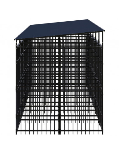 Gabbia per Cani da Esterno con Tetto in Acciaio 11,06 m²