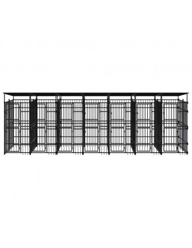 Gabbia per Cani da Esterno con Tetto in Acciaio 12,9 m²