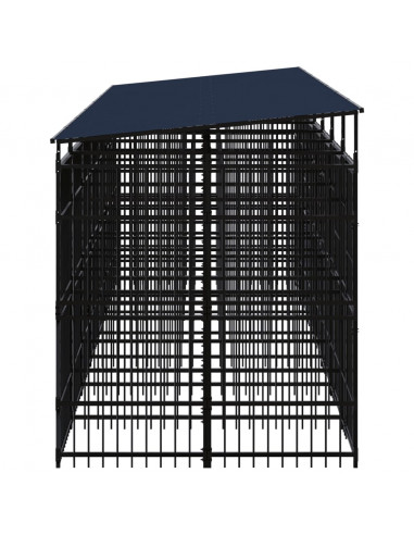 Gabbia per Cani da Esterno con Tetto in Acciaio 12,9 m²