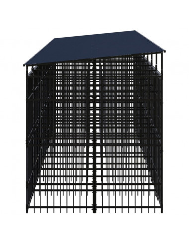 Gabbia per Cani da Esterno con Tetto in Acciaio 14,75 m²