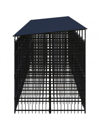 Gabbia per Cani da Esterno con Tetto in Acciaio 18,43 m²