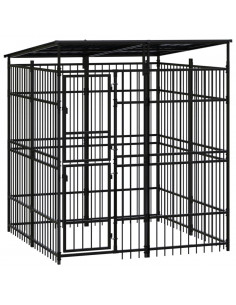 Gabbia per Cani da Esterno con Tetto in Acciaio 3,69 m² 2