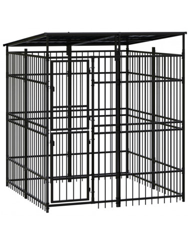 Gabbia per Cani da Esterno con Tetto in Acciaio 3,69 m²