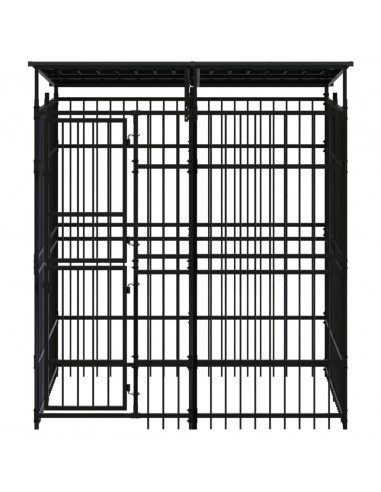 Gabbia per Cani da Esterno con Tetto in Acciaio 3,69 m²