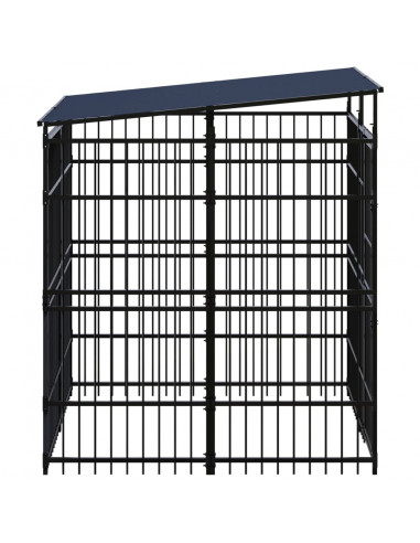 Gabbia per Cani da Esterno con Tetto in Acciaio 3,69 m²