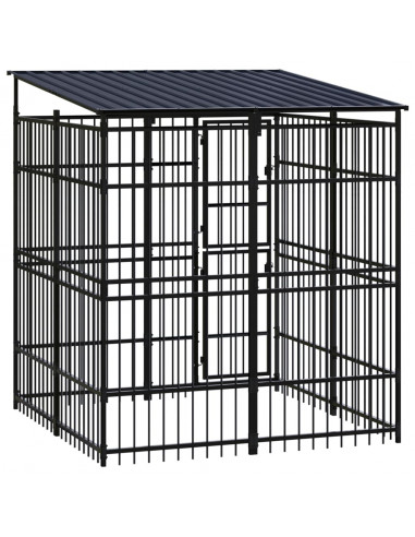 Gabbia per Cani da Esterno con Tetto in Acciaio 3,69 m²