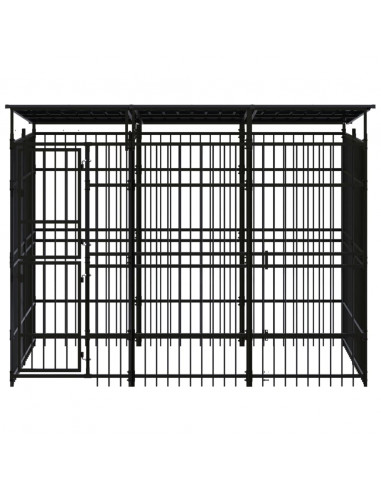 Gabbia per Cani da Esterno con Tetto in Acciaio 5,53 m²