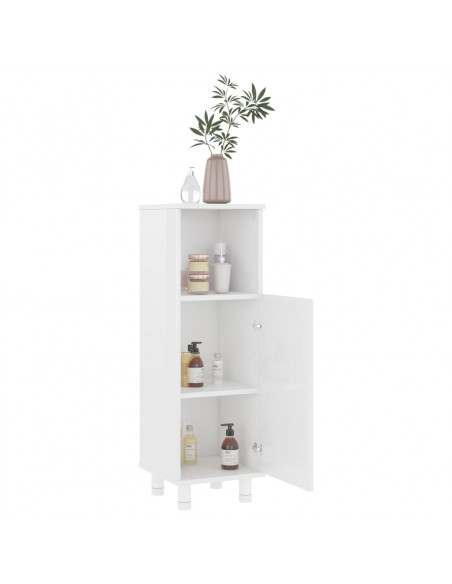 Mobile da Bagno Bianco Lucido 30x30x95 cm in Legno Multistrato