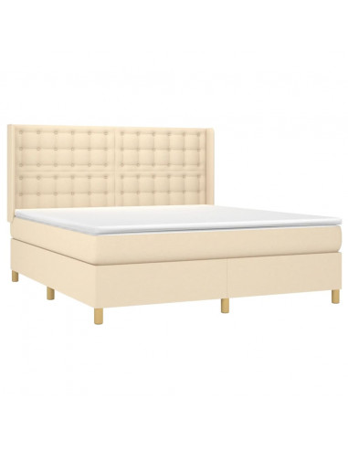 Letto a Molle con Materasso e LED Crema 180x200 cm in Tessuto