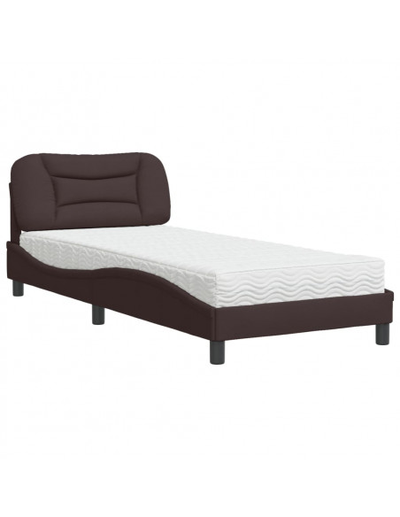Letto con Materasso Marrone Scuro 80x200 cm in Tessuto