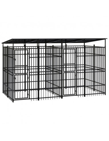 Gabbia per Cani da Esterno con Tetto in Acciaio 7,37 m²