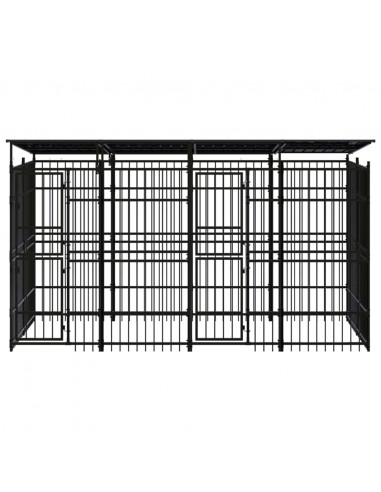 Gabbia per Cani da Esterno con Tetto in Acciaio 7,37 m²