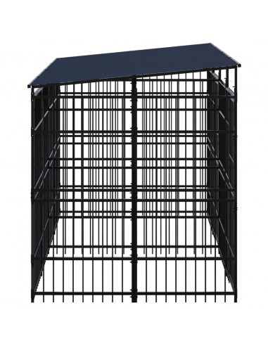 Gabbia per Cani da Esterno con Tetto in Acciaio 7,37 m²