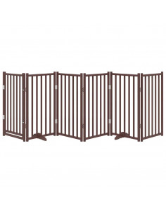 Cancello Cani Pieghevole Marrone 6Pannelli 300cm Massello Abete 2