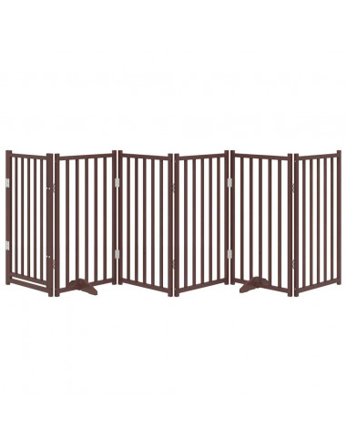 Cancello Cani Pieghevole Marrone 6Pannelli 300cm Massello Abete